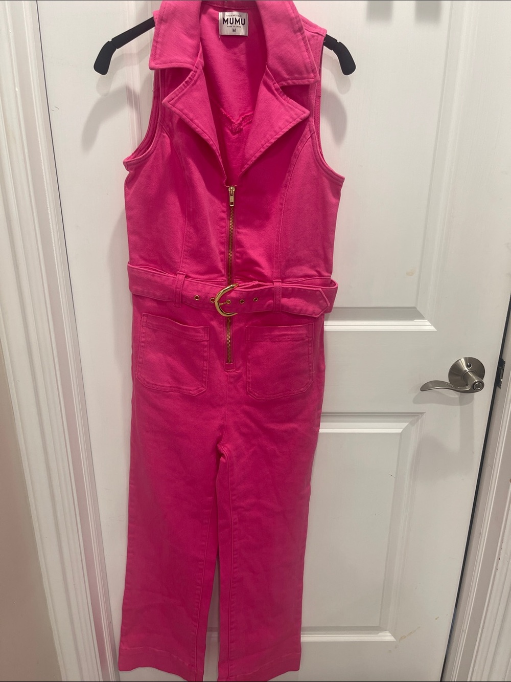 Show Me Your MuMu Hot Pink Sleeveless Belted Jumpsuit